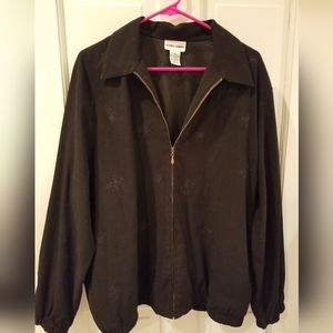 Black zippered jacket with designs